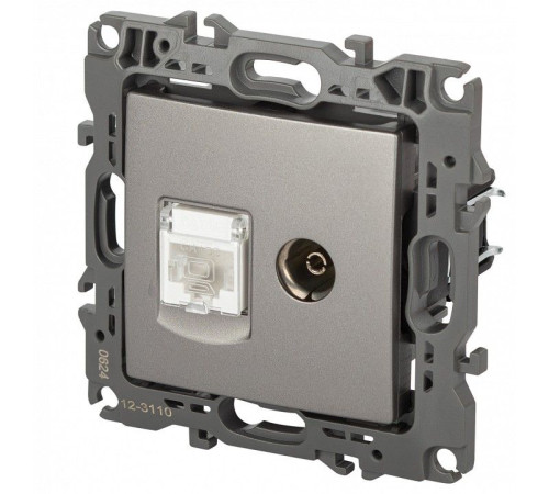 ТВ-розетка и розетка Ethernet RJ-45 без рамки Эра Эра 12 12-3110-16