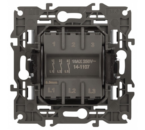 Выключатель трехклавишный без рамки Эра Эра Elegance 14-1107-01М