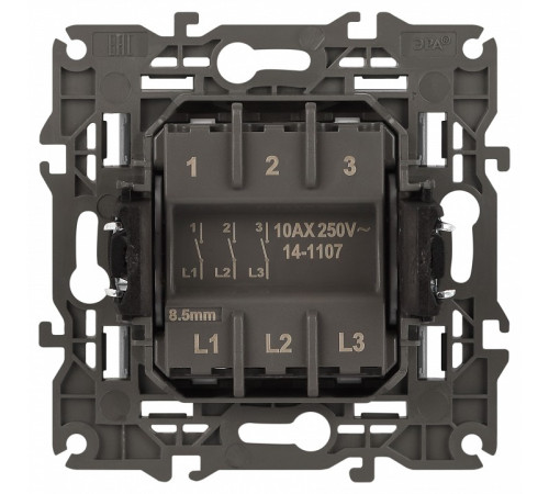 Выключатель трехклавишный без рамки Эра Эра Elegance 14-1107-16