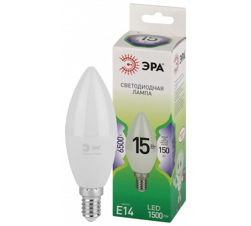 Лампа светодиодная Эра Green Line E14 15Вт 6500K LED B35-15W-865-E14 GL