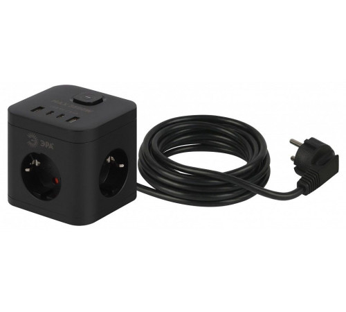 Удлинитель с выключателем Эра CUBE-3es-1,5m-4USB-B