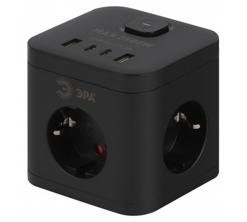 Удлинитель с выключателем Эра CUBE-3es-1,5m-4USB-B