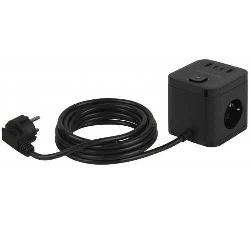 Удлинитель с выключателем Эра CUBE-3es-1,5m-4USB-B