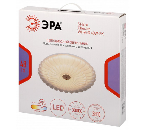 Накладной светильник Эра SPB-6 Chester 48W-5K WH+GD