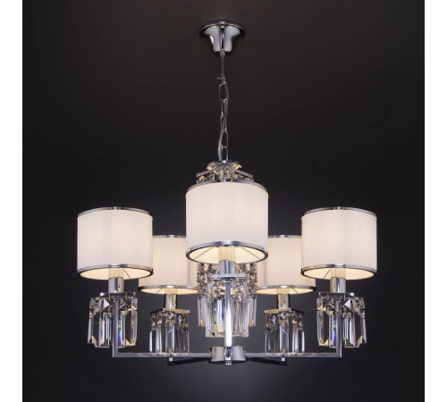 Подвесная люстра Eurosvet Zaffiro 10099/5 хром/прозрачный хрусталь Strotskis (новый абажур)