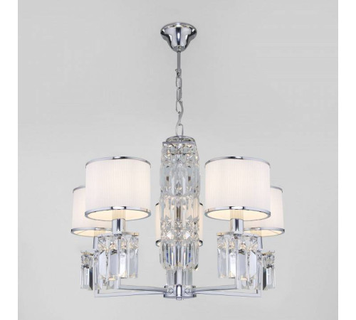 Подвесная люстра Eurosvet Zaffiro 10099/5 хром/прозрачный хрусталь Strotskis (новый абажур)