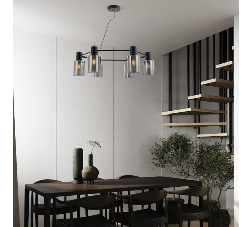 Подвесная люстра Eurosvet Notion 70219/6 черный/античная бронза