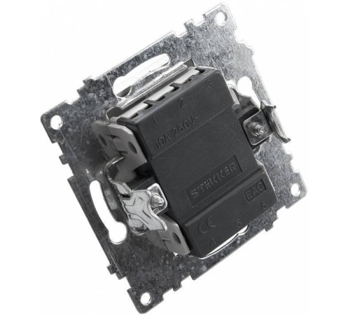 Выключатель двухклавишный с подсветкой без рамки Stekker Катрин 39579