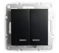 Выключатель двухклавишный с подсветкой без рамки Stekker Эрна 49147