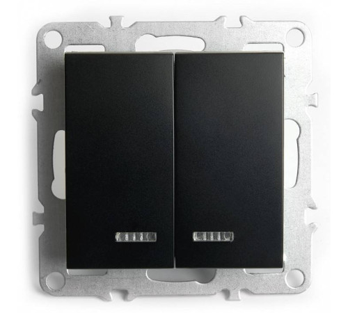 Выключатель двухклавишный с подсветкой без рамки Stekker Эрна 49147