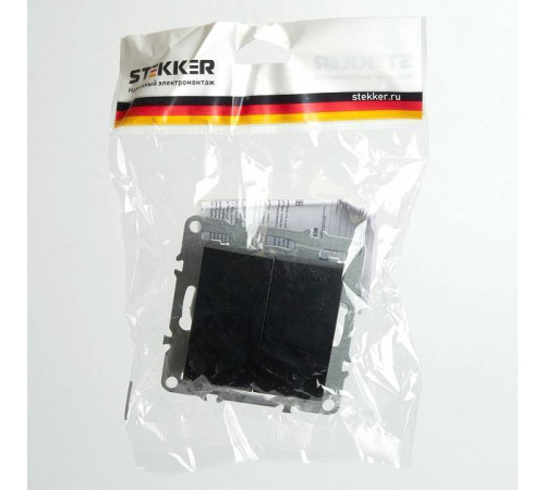Выключатель двухклавишный без рамки Stekker Эрна 49149