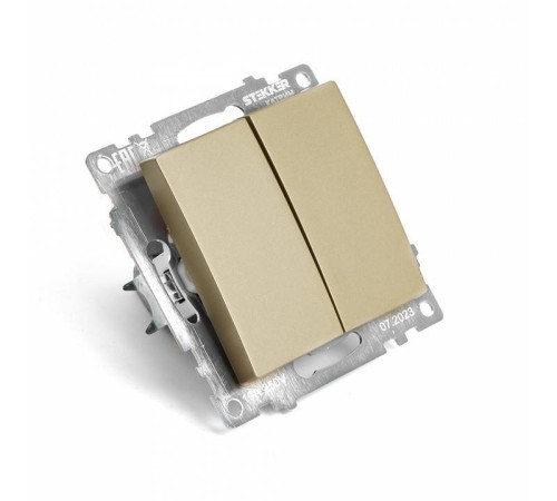 Выключатель двухклавишный без рамки Stekker Катрин 49220