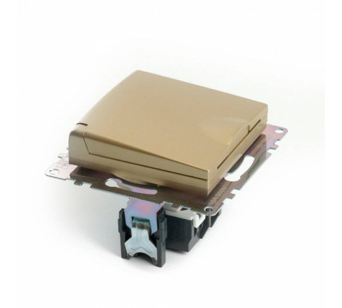 Розетка с заземлением и с шторками, без рамки с крышкой Stekker Катрин 49222