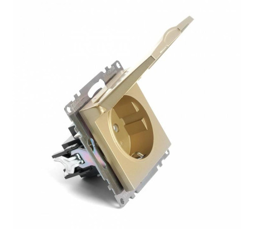 Розетка с заземлением и с шторками, без рамки с крышкой Stekker Катрин 49222