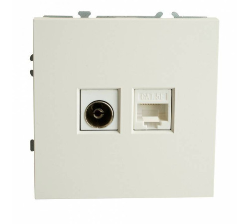 ТВ-розетка и розетка Ethernet RJ-45 без рамки Stekker RST00-5106-01 49872
