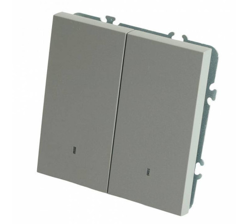 Выключатель двухклавишный с подсветкой без рамки Stekker Эмили 49942