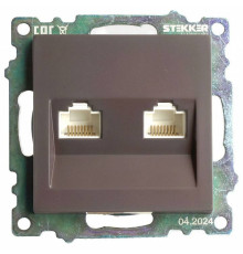 Розетка двойная Ethernet RJ-45 без рамки Stekker Катрин 50006