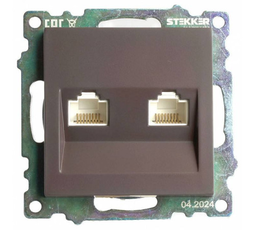 Розетка двойная Ethernet RJ-45 без рамки Stekker Катрин 50006