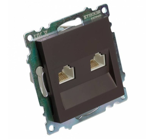 Розетка двойная Ethernet RJ-45 без рамки Stekker Катрин 50006
