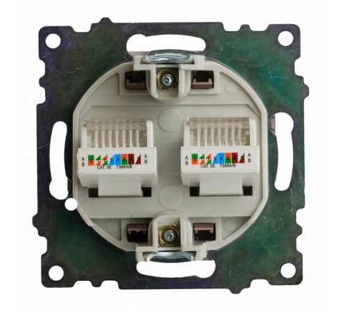 Розетка двойная Ethernet RJ-45 без рамки Stekker Катрин 50006