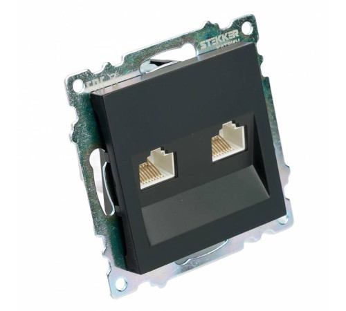 Розетка двойная Ethernet RJ-45 без рамки Stekker Катрин 50007