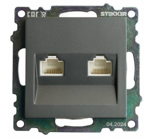 Розетка двойная Ethernet RJ-45 без рамки Stekker Катрин 50008