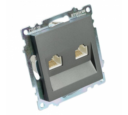 Розетка двойная Ethernet RJ-45 без рамки Stekker Катрин 50008