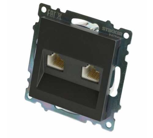 Розетка двойная Ethernet RJ-45 без рамки Stekker Катрин 50008