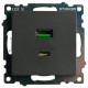 Розетка 2хUSB type A и C без рамки Stekker Катрин 50052
