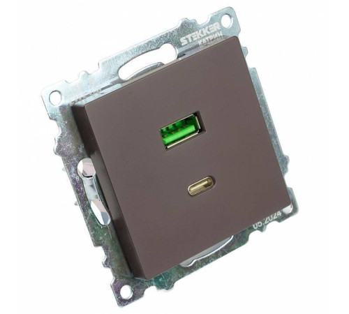 Розетка 2хUSB type A и C без рамки Stekker Катрин 50057