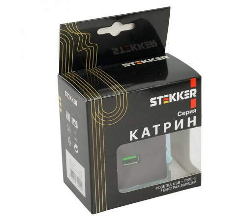 Розетка 2хUSB type A и C без рамки Stekker Катрин 50057