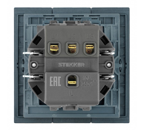 Выключатель трехклавишный без рамки Stekker Мия 50444