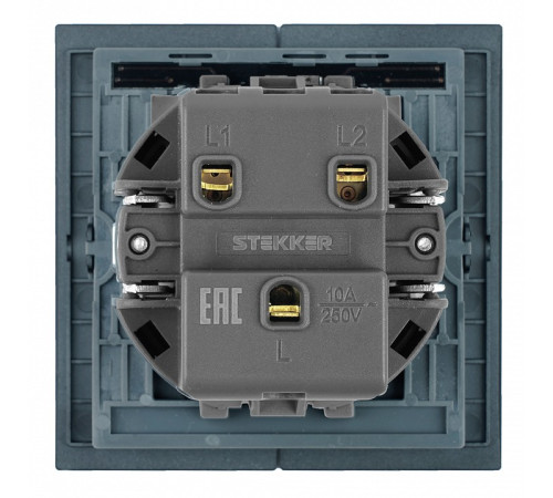 Выключатель двухклавишный с подсветкой без рамки Stekker Мия 50446