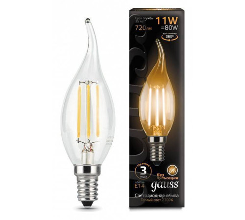 Лампа светодиодная Gauss LED Filament E14 11Вт 2700K 104801111