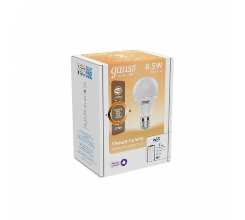 Лампа светодиодная с управлением через Wi-Fi Gauss Smart Home E27 8.5Вт 2700K 1050112