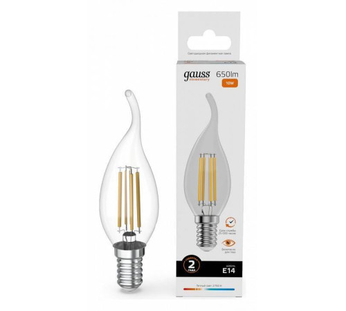 Лампа светодиодная Gauss Filament Elementary E14 10Вт 2700K 42110