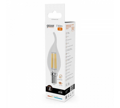 Лампа светодиодная Gauss Filament Elementary E14 12Вт 2700K 42112