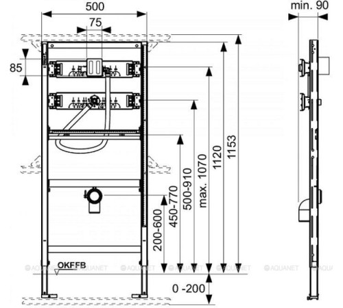 Застенный модуль для писсуара TECEprofil с клапаном U1 9320008