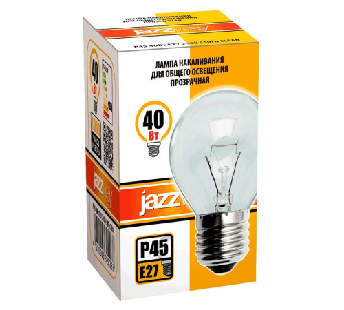 Лампа накаливания Jazzway P45 240V 40W E27 clear