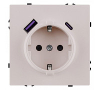 Розетка с заземлением и со шторкой и 2хUSB type A и C, без рамки Kollinger Eclipse EC-016CM