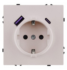 Розетка с заземлением и со шторкой и 2хUSB type A и C, без рамки Kollinger Eclipse EC-016CM