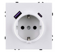Розетка с заземлением и со шторкой и 2хUSB type A и C, без рамки Kollinger Eclipse EC-016WG