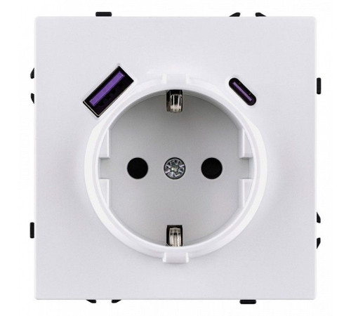 Розетка с заземлением и со шторкой и 2хUSB type A и C, без рамки Kollinger Eclipse EC-016WG