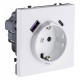 Розетка с заземлением и со шторкой и 2хUSB type A и C, без рамки Kollinger Eclipse EC-016WH