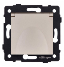 Розетка с заземлением с крышкой, без рамки Kollinger  REA-006GD