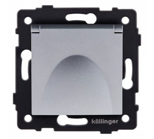Розетка с заземлением с крышкой, без рамки Kollinger REA-006GY