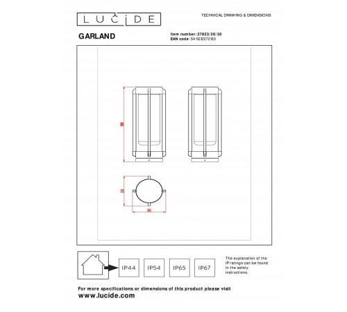 Настольная лампа декоративная Lucide Garland 27823/38/30