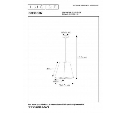 Подвесной светильник Lucide Gregory 30495/03/38