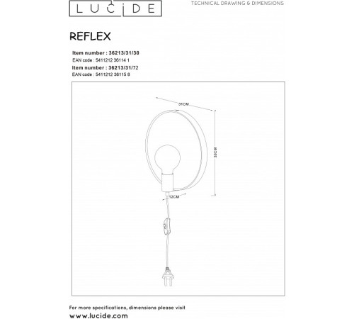 Бра Lucide Reflex 36213/31/30