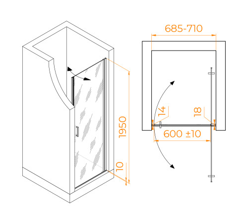 Душевая дверь RGW LE-003Gr 700 мм стекло графит хром 351200307-110